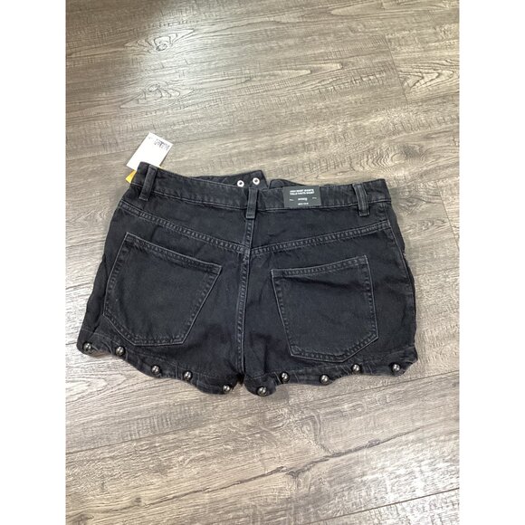 H&M Divided Womens High Waist Black Studded Denim Shorts Size 8 Streetwear New - Picture 7 of 10